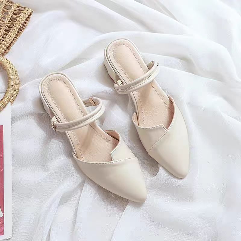 Color Block Chunky Heel Sandals – Stylish Mid-Heel Slingback for Women