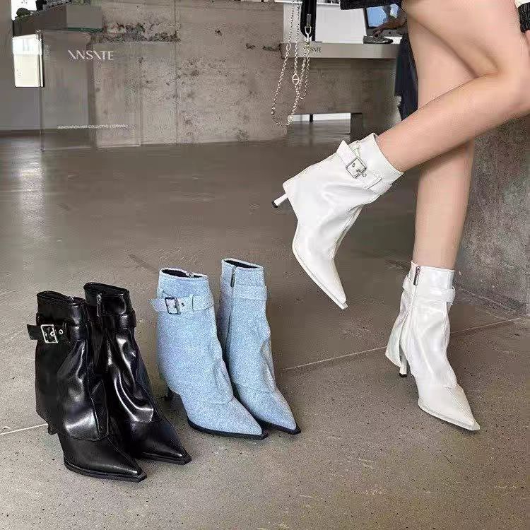 Square-Toe Ankle Boots with Buckle Strap – 4 Colors