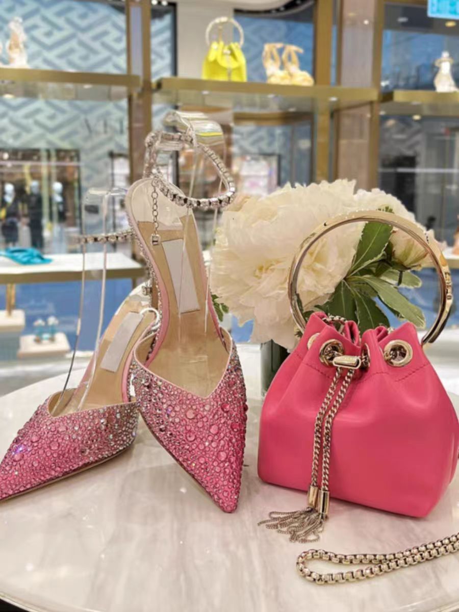 Elegant Crystal Ankle Strap High Heels for Wedding & Party