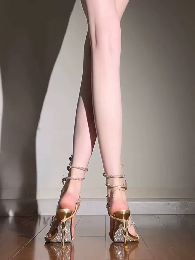 Elegant Butterfly Tie-Up Stiletto Sandals