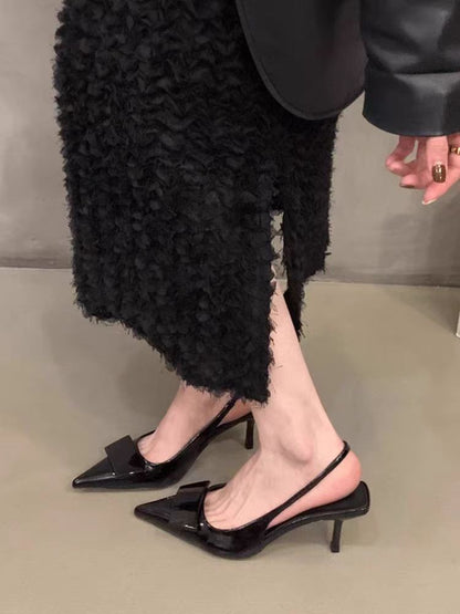 Vintage Embossed White Pointed Slingback Heels │ French-Inspired Workwear Elegance