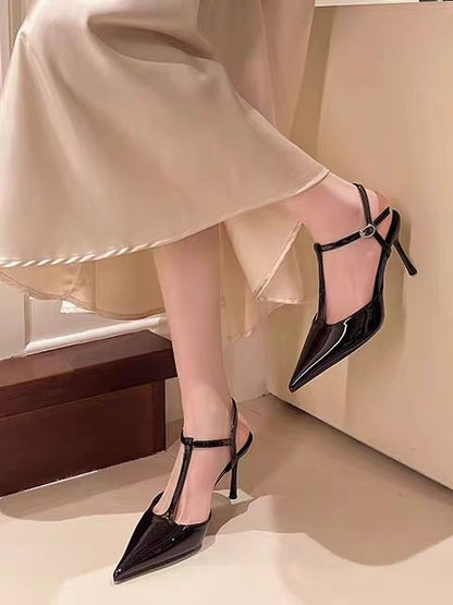 Pointed Toe T-Strap Heels – Elegant Multi-Color Design