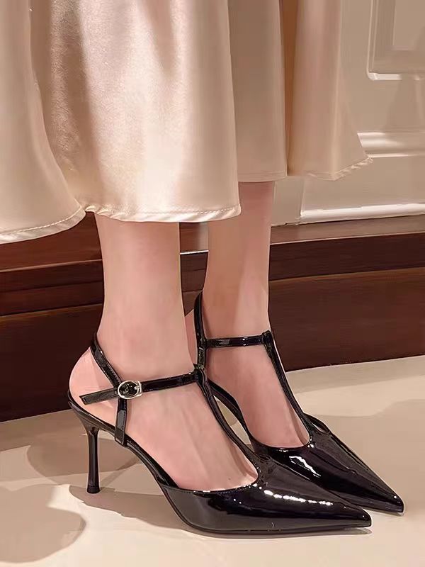 Pointed Toe T-Strap Heels – Elegant Multi-Color Design
