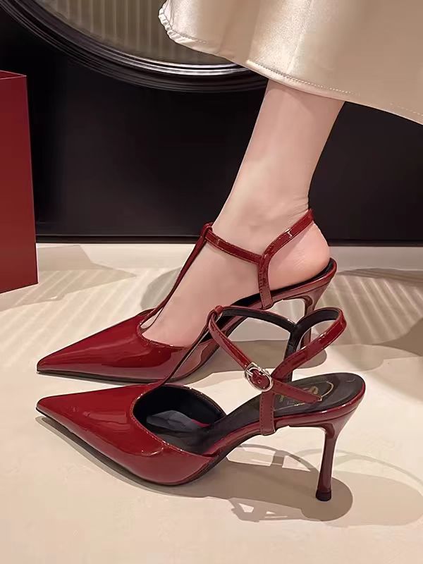 Pointed Toe T-Strap Heels – Elegant Multi-Color Design