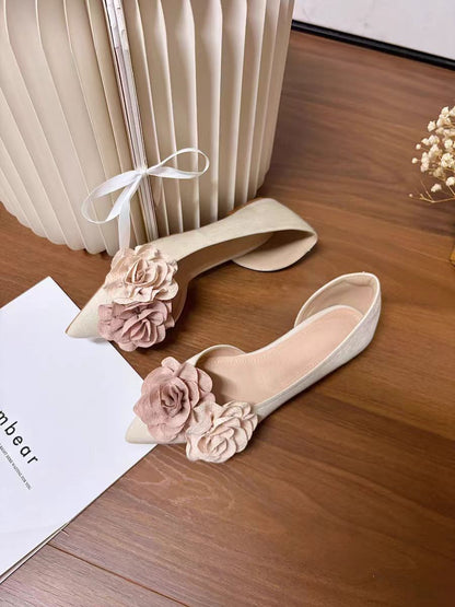 Elegant Floral Pointed Flats – Romantic D’Orsay Shoes for Women