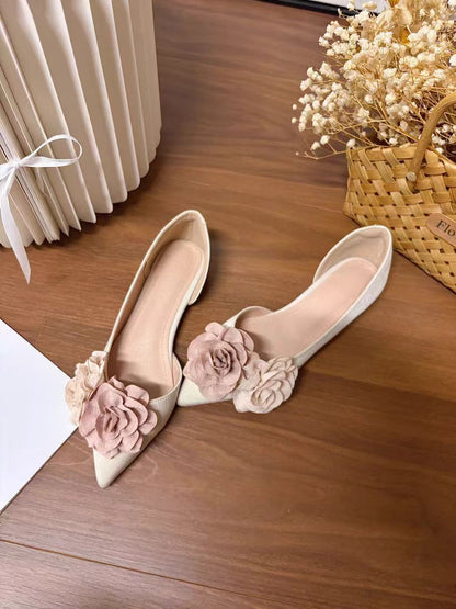 Elegant Floral Pointed Flats – Romantic D’Orsay Shoes for Women