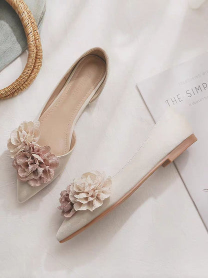 Elegant Floral Pointed Flats – Romantic D’Orsay Shoes for Women