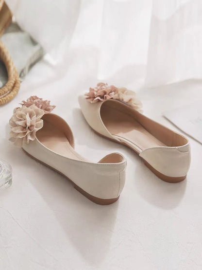 Elegant Floral Pointed Flats – Romantic D’Orsay Shoes for Women