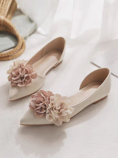 Elegant Floral Pointed Flats – Romantic D’Orsay Shoes for Women