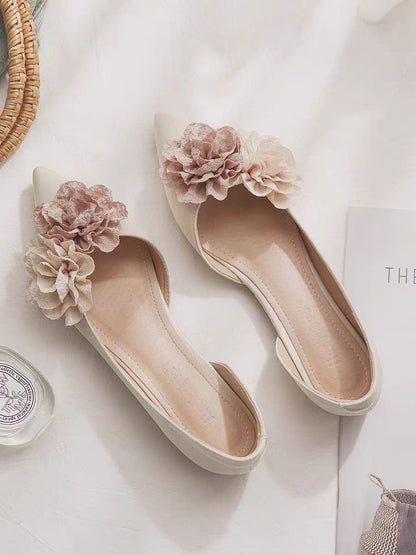 Elegant Floral Pointed Flats – Romantic D’Orsay Shoes for Women