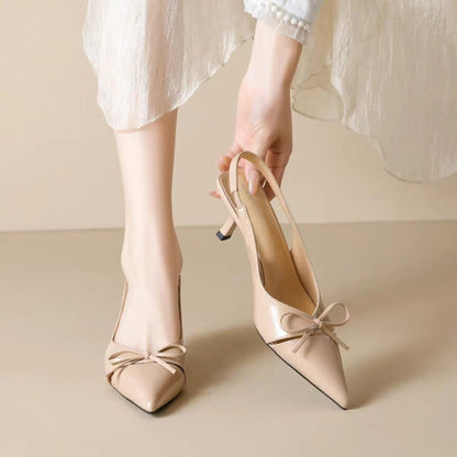Bow Detail Pointed Toe Stiletto Heels (3 Colors)