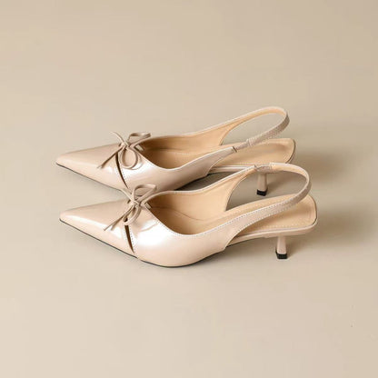 Bow Detail Pointed Toe Stiletto Heels (3 Colors)