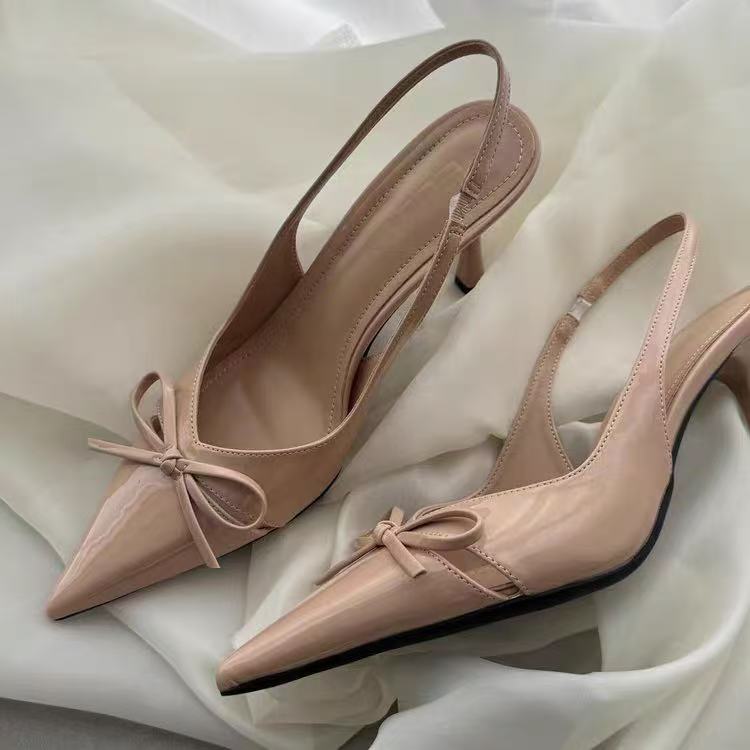 Bow Detail Pointed Toe Stiletto Heels (3 Colors)