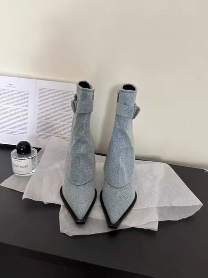 Square-Toe Ankle Boots with Buckle Strap – 4 Colors