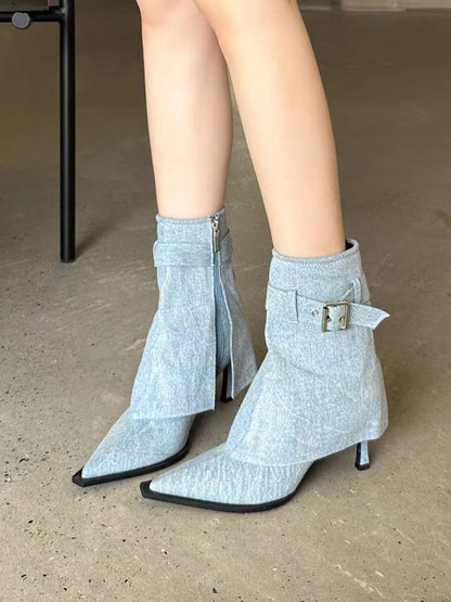 Square-Toe Ankle Boots with Buckle Strap – 4 Colors