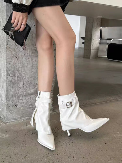 Square-Toe Ankle Boots with Buckle Strap – 4 Colors
