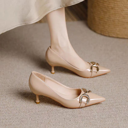 Elegant Buckle Pointed-Toe Heels – 5 Colors