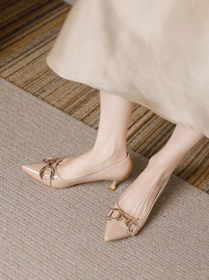 Elegant Buckle Pointed-Toe Heels – 5 Colors