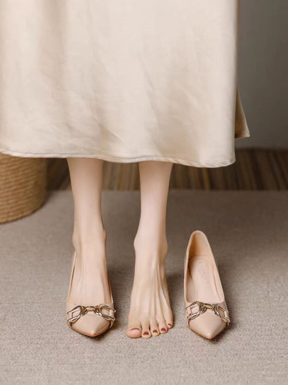 Elegant Buckle Pointed-Toe Heels – 5 Colors