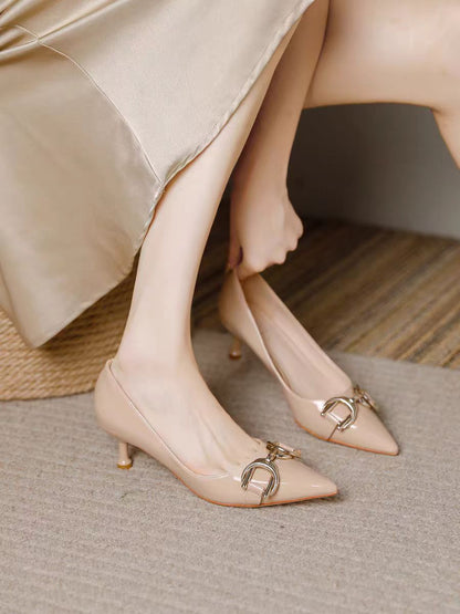 Elegant Buckle Pointed-Toe Heels – 5 Colors