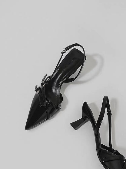 Patent Leather Slingback Pointed Heels – Strappy Stiletto Pumps for Women