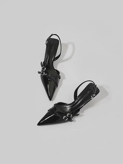 Patent Leather Slingback Pointed Heels – Strappy Stiletto Pumps for Women