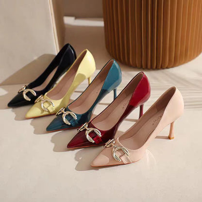 Elegant Buckle Pointed-Toe Heels – 5 Colors