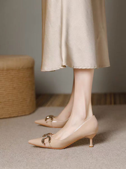Elegant Buckle Pointed-Toe Heels – 5 Colors