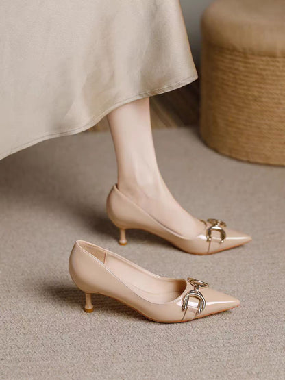 Elegant Buckle Pointed-Toe Heels – 5 Colors
