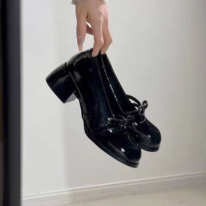 Patent Leather Square Buckle Pumps – Chic & Versatile