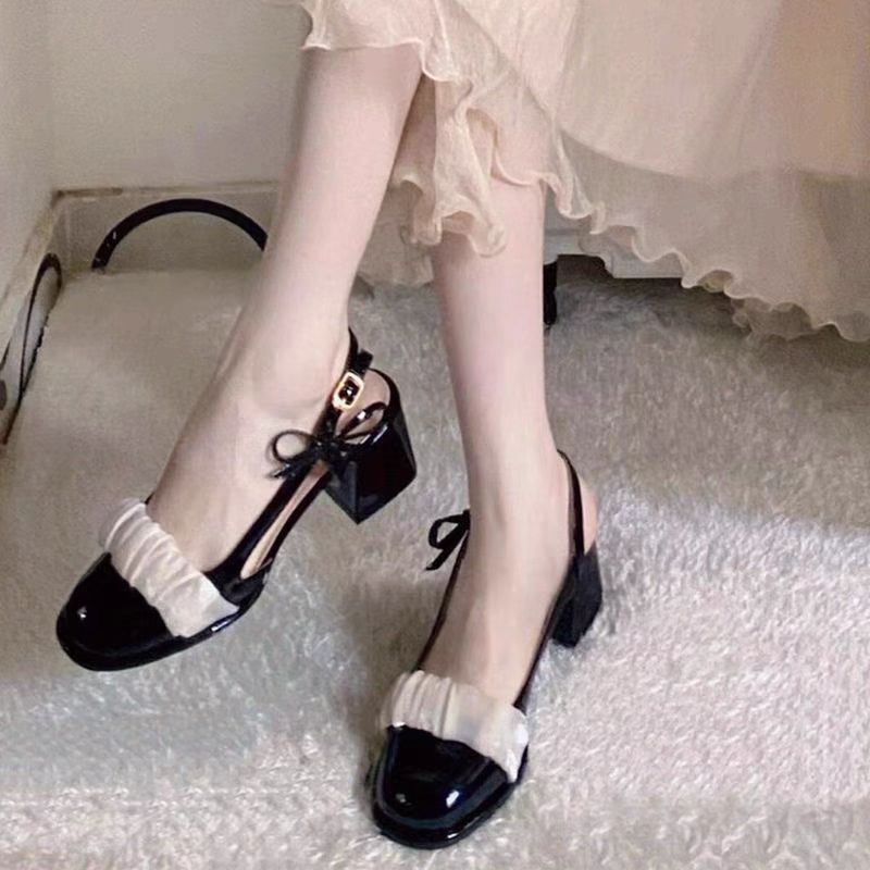 Ruffle Trim Block Heel Sandals – Elegant Retro