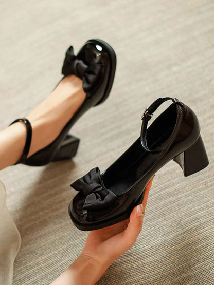 Bow Knot Block Heel Pumps – Elegant & Versatile
