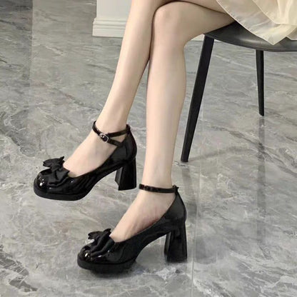 Bow Knot Block Heel Pumps – Elegant & Versatile