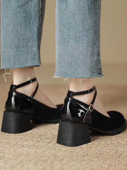 Vintage Suede T-Strap Flats – Brown Retro Mary Jane Shoes for Women