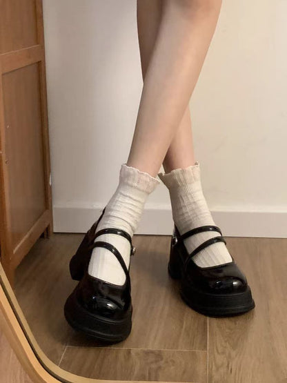 Retro Mary Jane Chunky Heel Shoes – Black Double Strap Pumps for Women