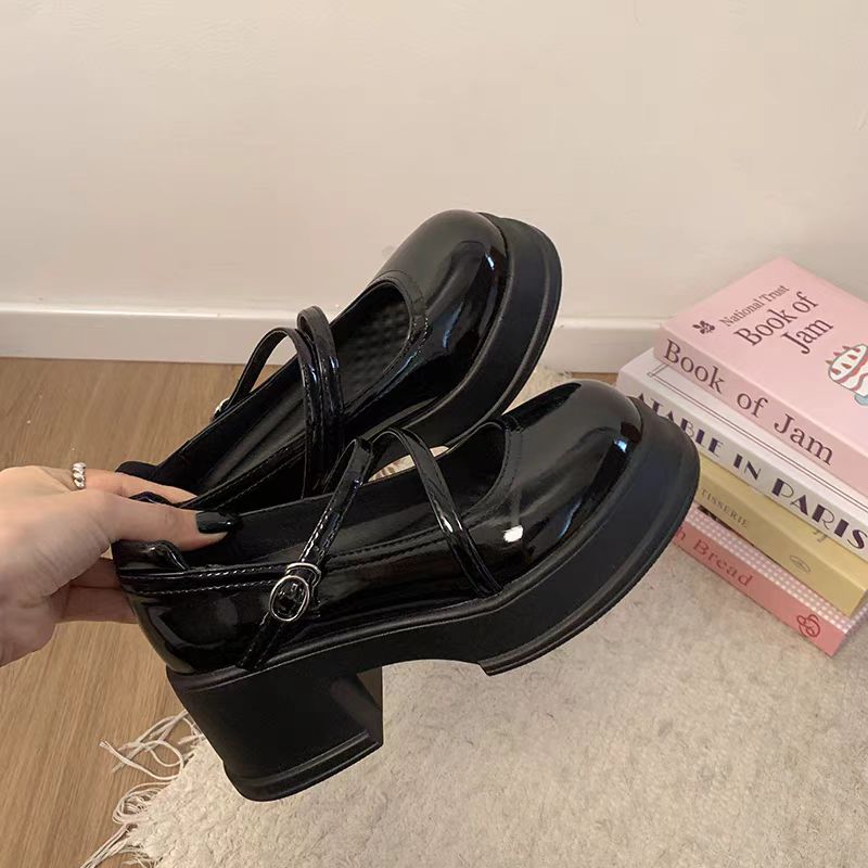 Retro Mary Jane Chunky Heel Shoes – Black Double Strap Pumps for Women