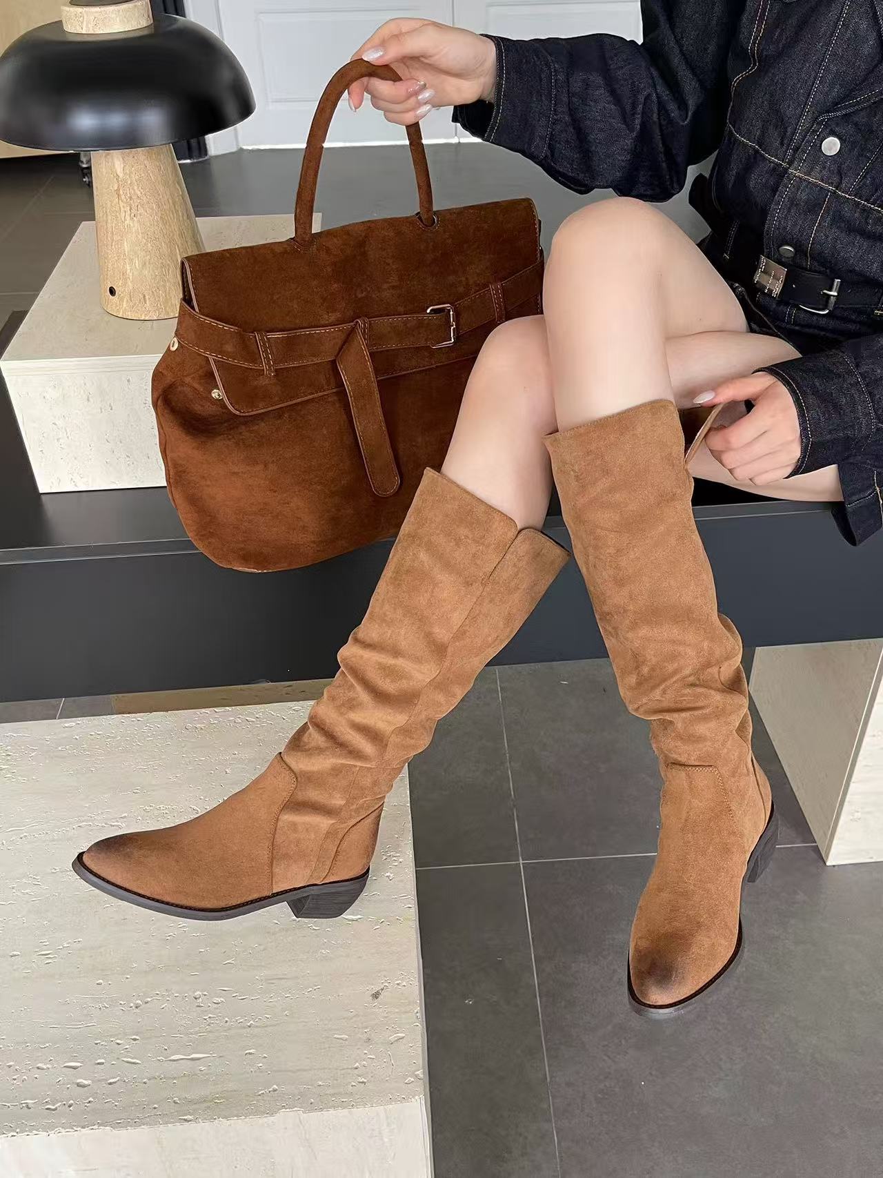 Wholesale Women’s Suede Mid-Calf Boots | Casual Fashion Winter Boots