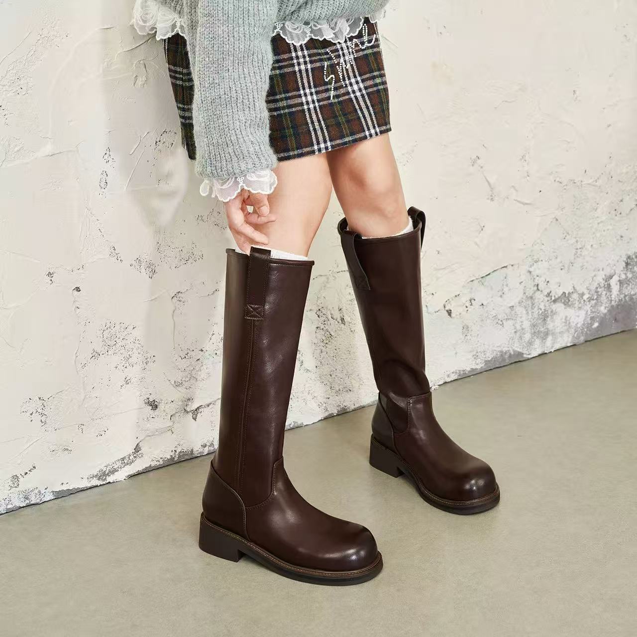 Women’s Multi-Strap Mid-Calf Riding Boots | Retro Biker Style