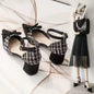 Tweed Bow Block Heels – Women’s Pointed Toe Ankle Strap Shoes