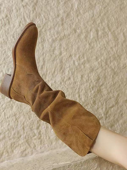 Women’s Suede Casual Mid-Calf Boots | Comfortable Retro Style