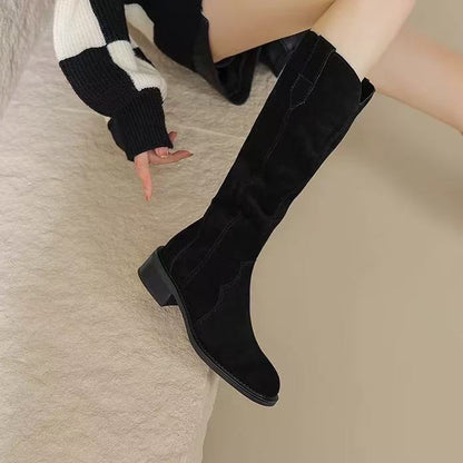 Women’s Suede Casual Mid-Calf Boots | Comfortable Retro Style