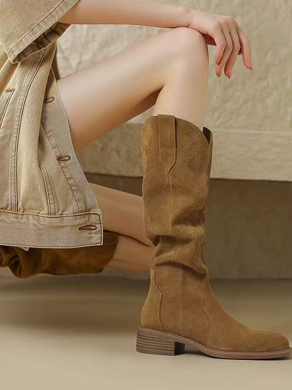 Women’s Suede Casual Mid-Calf Boots | Comfortable Retro Style