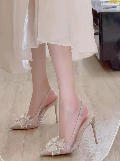 Chic Pointed-Toe Heels with Butterfly Bow