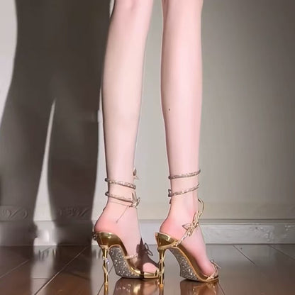 Elegant Butterfly Tie-Up Stiletto Sandals