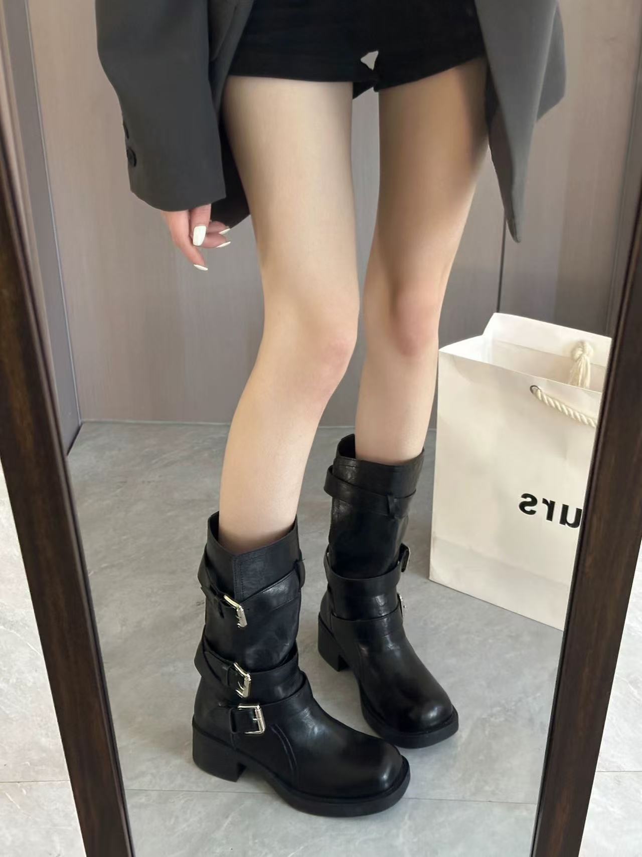 Wholesale Women’s Leather Buckle Boots | Mid-Heel Casual Ankle Boots